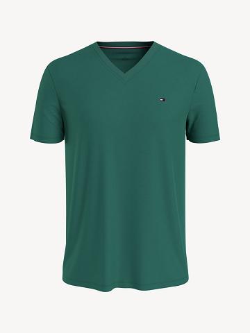 Férfi Tommy Hilfiger Essential V-Neck Póló Zöld | HU 821BEX